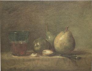 Jean Baptiste Simeon Chardin Pears Walnuts and a Glass of Wine (mk05) France oil painting art
